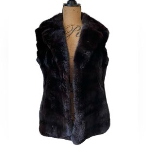Vintage Genuine Mink Dark Chocolate Brown Fur Vest Women’s Size Medium